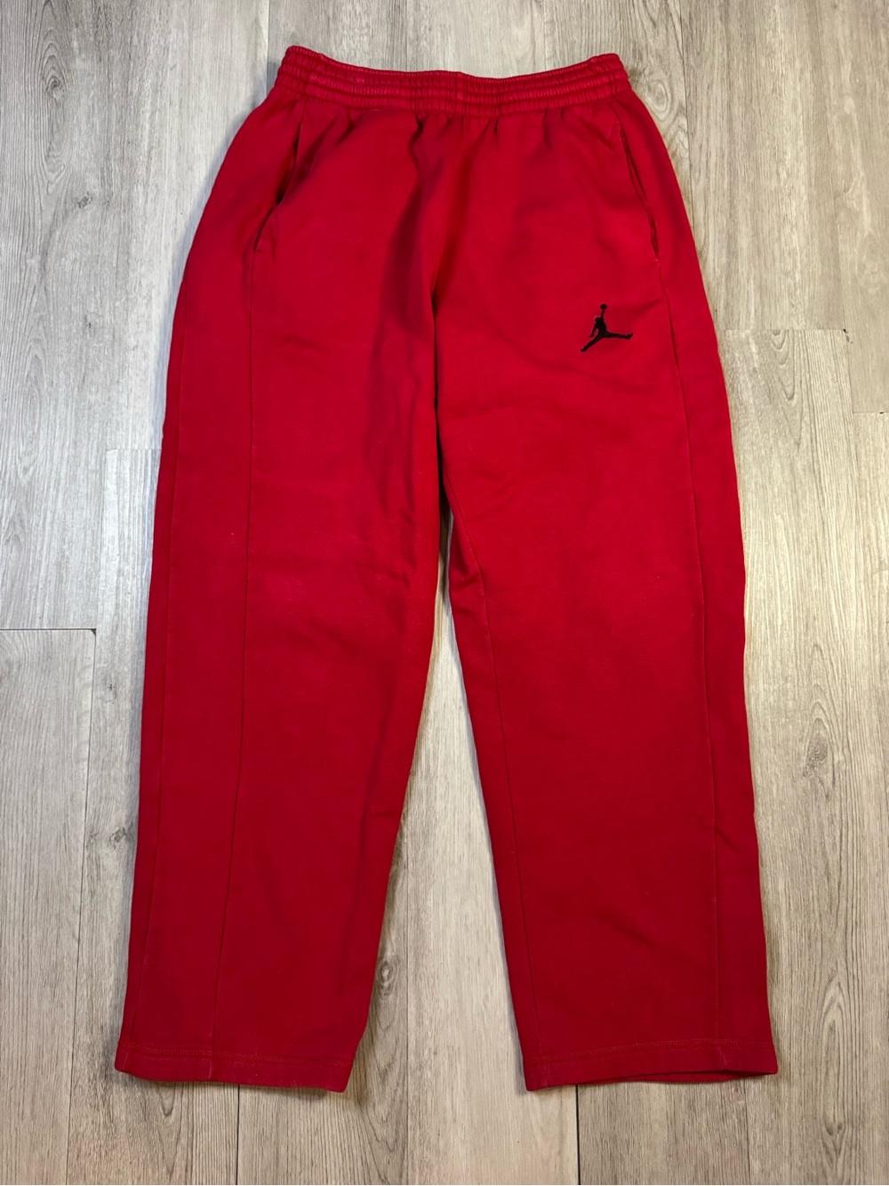Jordan Mens Red Fleece Sweatpants Logo Pockets Size large